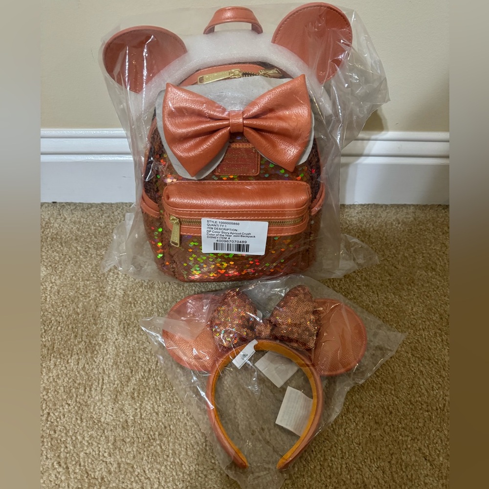 NWT Peach Punch Loungefly mini backpack and Ears.